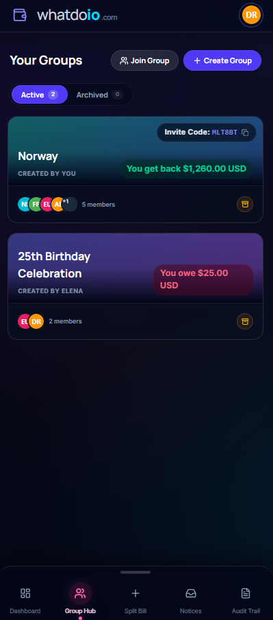 Group List Screen